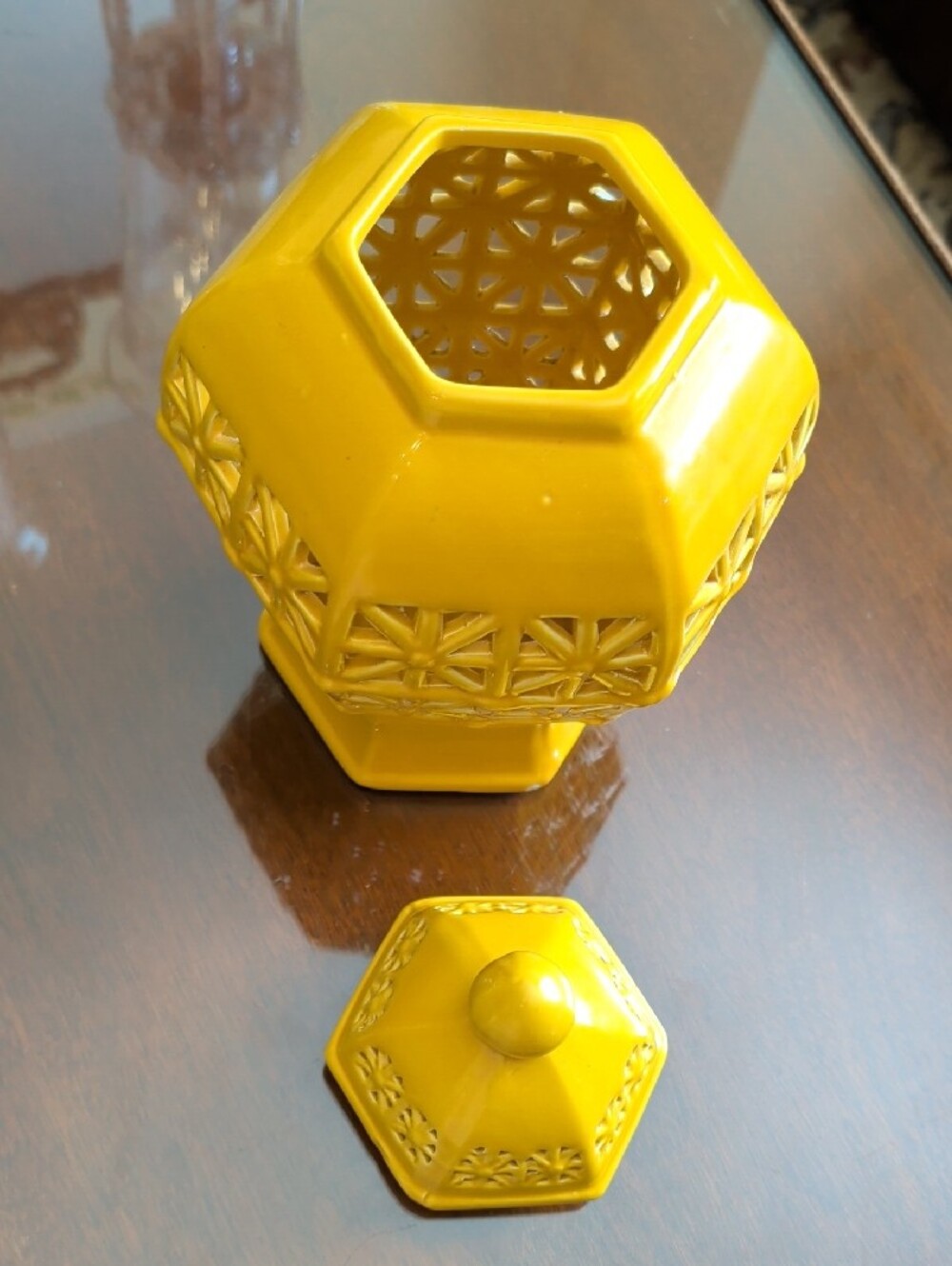 Lattice Temple Lidded Ginger Jar - Home Accents Yellow - Picture 4 of 11